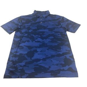 Ben Hogan Golf Polo Shirt Men's SZ S Blue Camouflage Performance Stretch‎ UPF15